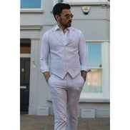 TP-11 - Men's Summer Suit Waistcoat Trousers Linen Formal Light Grey Wedding
