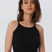 Organic Ribbed Crop Top with Spaghetti Straps: Women's