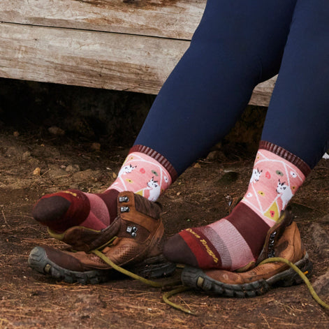 Ladies Merino Wool Animal Patterned Hiking Boot Socks