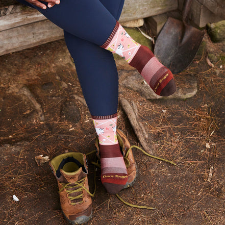 Ladies Merino Wool Animal Patterned Hiking Boot Socks