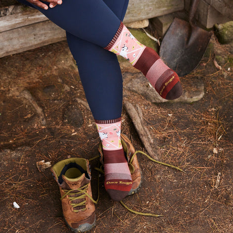 Ladies Merino Wool Animal Patterned Hiking Boot Socks