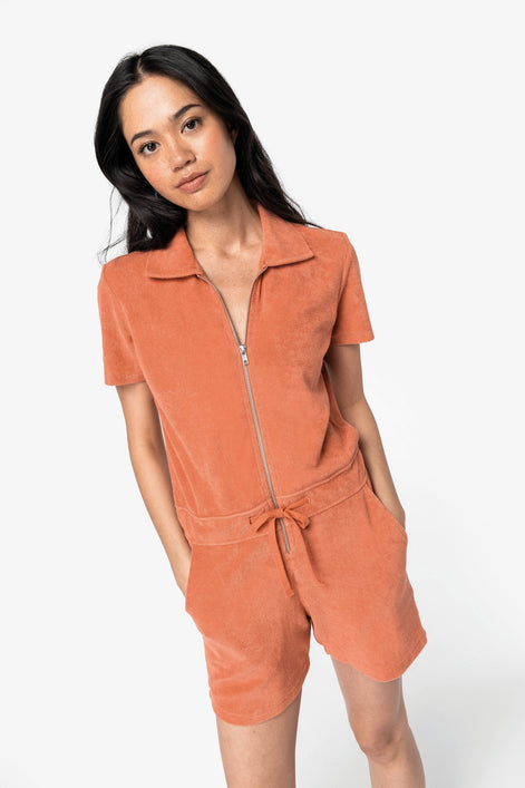 Organic Towel-Feel Zipped Jumpsuit: Women's
