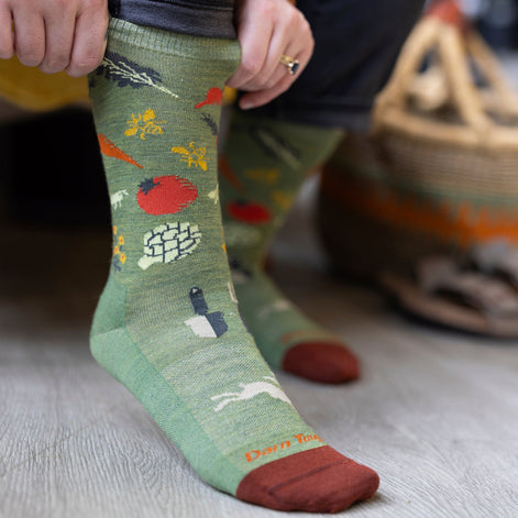 Ladies Vegetable Patterned Lightweight Merino Wool Crew Socks