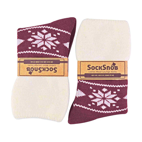 1 Pack Ladies Soft Warm Wool Bed Socks with Fairisle Design