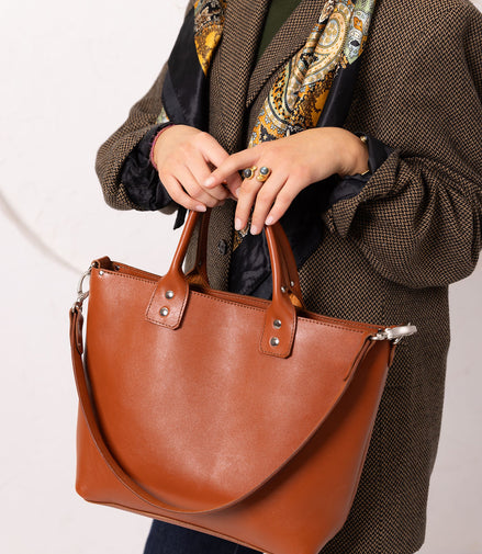 MIGLE Leather Handbag - Ginger