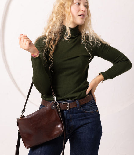 TOMMY Leather Bag with Two Handles - Cognac