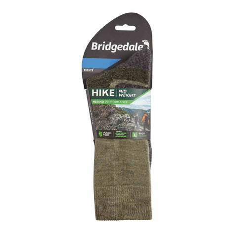 1 Pack Men's Hiking Midweight Merino Wool Boot Socks