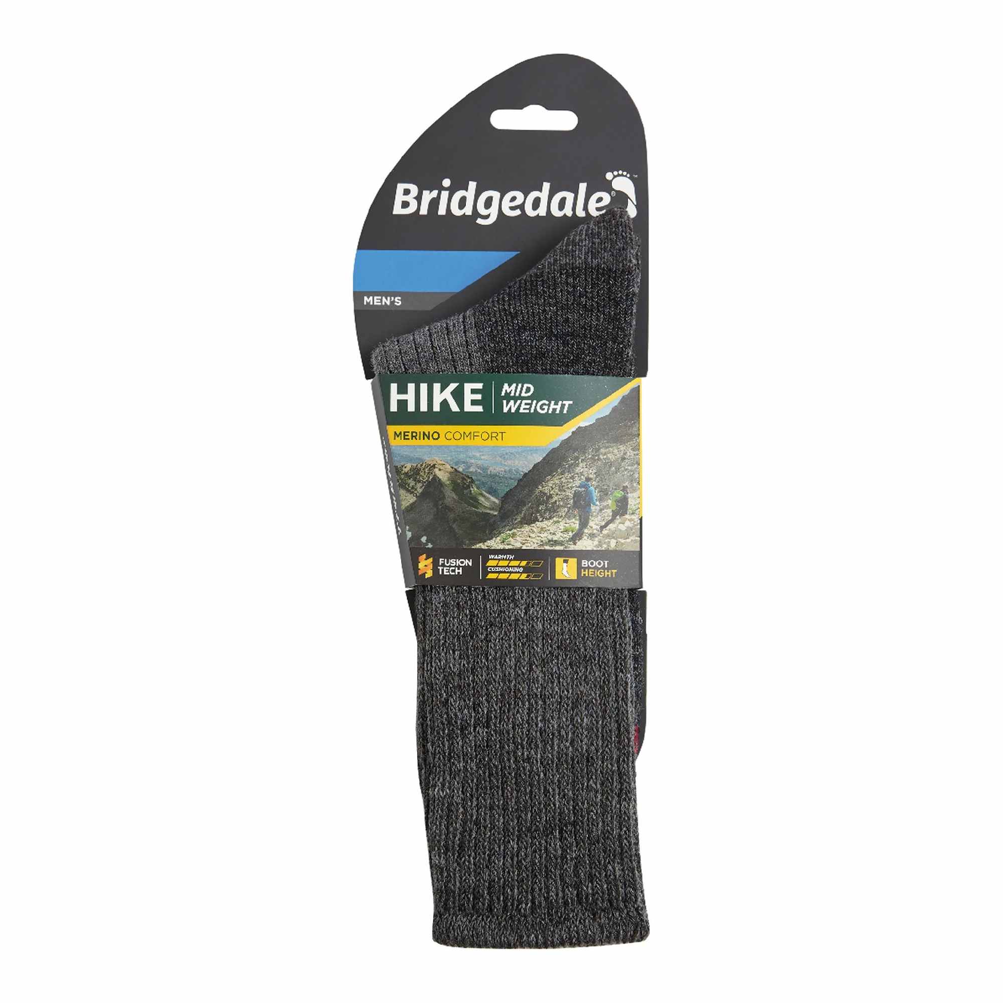 1 Pack Men's Hiking Midweight Merino Wool Cushioned Boot Socks