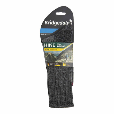 1 Pack Men's Hiking Midweight Merino Wool Cushioned Boot Socks