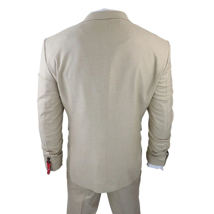 AK-08 - Men's 3 Piece Cream Prince of Wales Check Suit