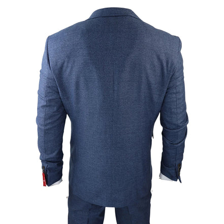 AK-09 - Men's 3 Piece Blue Prince of Wales Check Suit