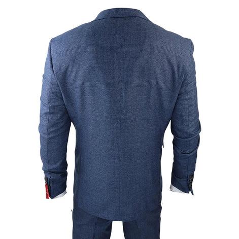 AK-09 - Men's 3 Piece Blue Prince of Wales Check Suit