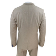 AK-23 - Men Tweed 3 Piece Suit Tan Oak Double Breasted Wedding