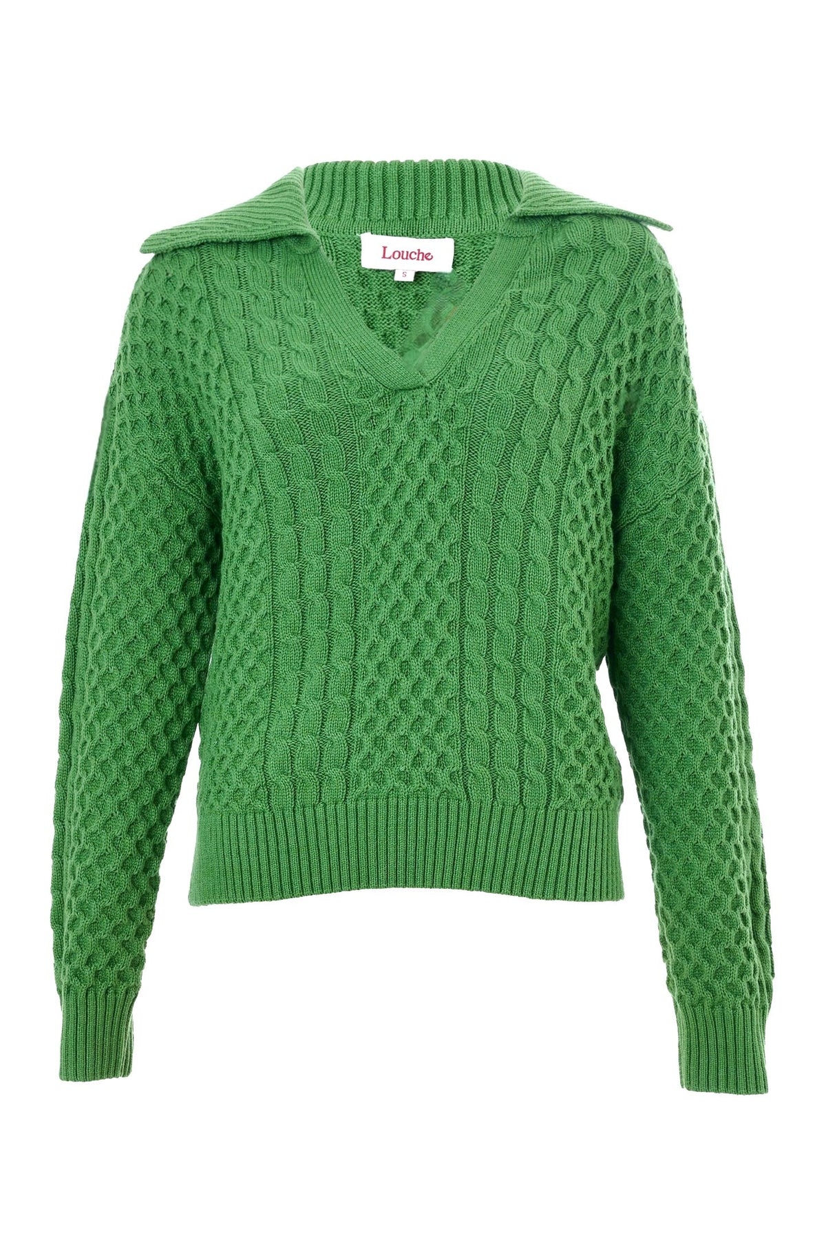 Jamie Cable Collar Jumper - Green