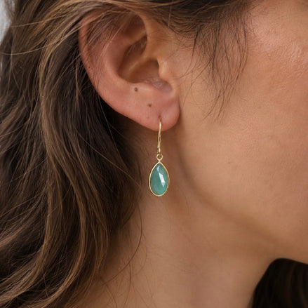 Simi Teardrop Gemstone Earrings: Pariba Onyx
