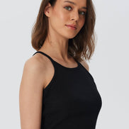 Organic Ribbed Crop Top with Spaghetti Straps: Women's