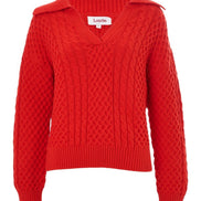 Jamie Cable Collar Jumper - Red
