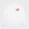 Frayed Logo Patch Hoodie White Red