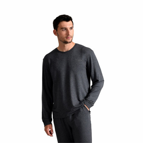 Mens Long Sleeve Luxury Pyjama Top Loungewear T-Shirt