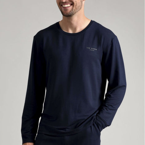Mens Long Sleeve Luxury Pyjama Top Loungewear T-Shirt