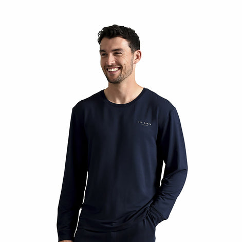 Mens Long Sleeve Luxury Pyjama Top Loungewear T-Shirt