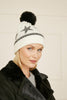Yumi White Star Print Hat with Pom Pom