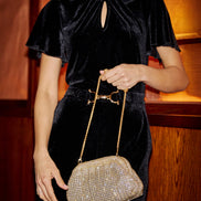 Yumi Gold Rhinestone Clutch Bag