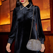 Yumi Silver Rhinestone Clutch Bag