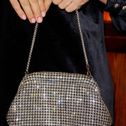 Yumi Silver Rhinestone Clutch Bag
