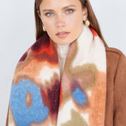 Yumi Multi Colour Swirl Fluffy Scarf