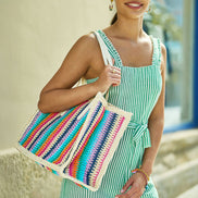 Yumi Multicolour Stripe Natural Shoulder Bag