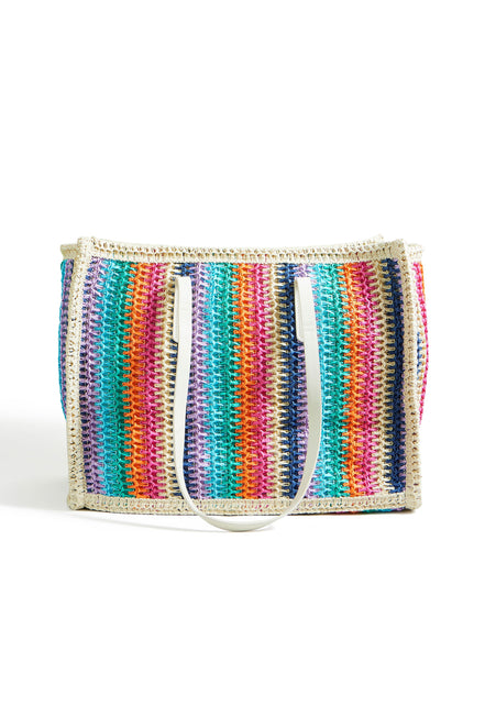 Yumi Multicolour Stripe Natural Shoulder Bag