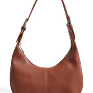 Yumi Brown Shoulder Scoop Bag With Buckle