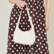 Yumi Ivory Shoulder Scoop Bag with Buckle