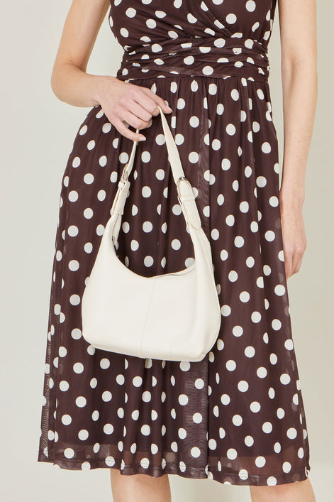 Yumi Ivory Shoulder Scoop Bag With Buckle