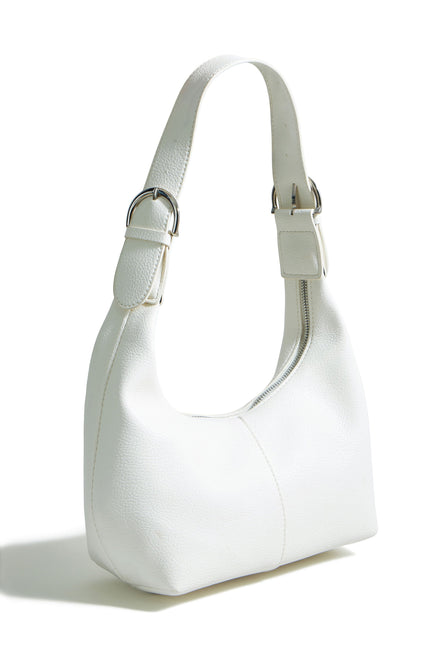 Yumi Ivory Shoulder Scoop Bag with Buckle