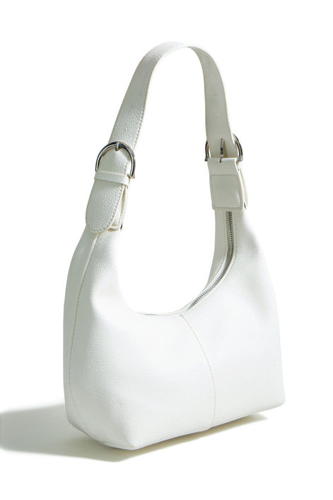 Yumi Ivory Shoulder Scoop Bag With Buckle