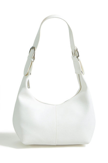 Yumi Ivory Shoulder Scoop Bag with Buckle