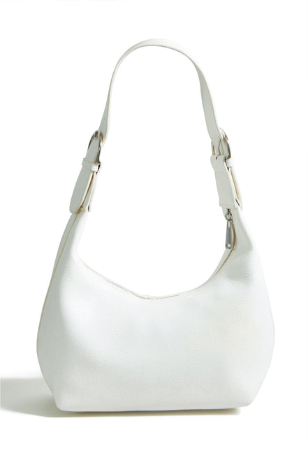 Yumi Ivory Shoulder Scoop Bag with Buckle