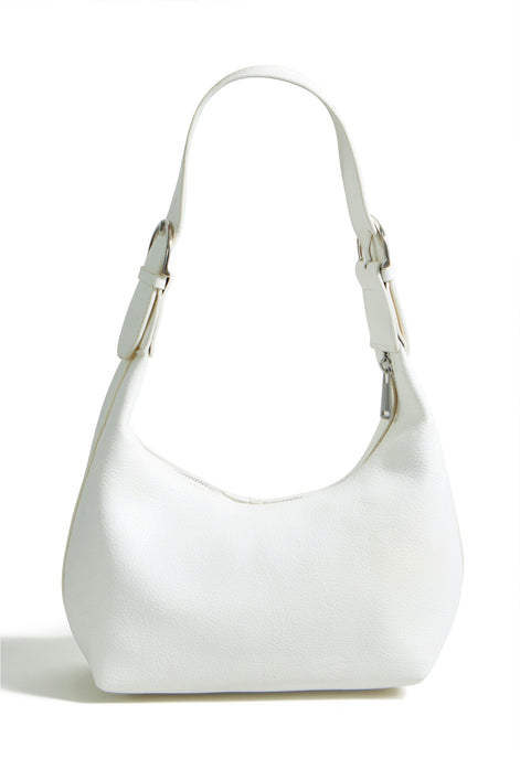 Yumi Ivory Shoulder Scoop Bag With Buckle