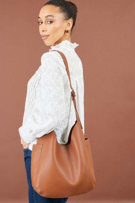 Yumi Brown Shoulder Bag With Detachable Inside Purse