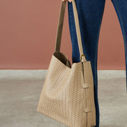 Yumi Stone Woven Shoulder Bag With Detachable Inside Purse