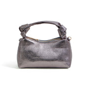 Yumi Pewter Textured Small Knot Handle Handbag