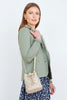 Yumi Beige Woven Bucket Shoulder Bag
