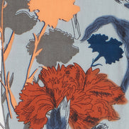 Yumi Blue Viscose Placement Floral Scarf
