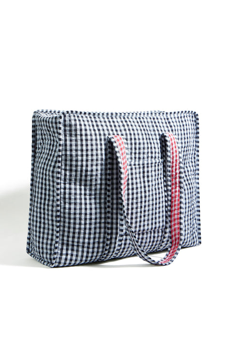Yumi Black Gingham Quilted Shopper Bag