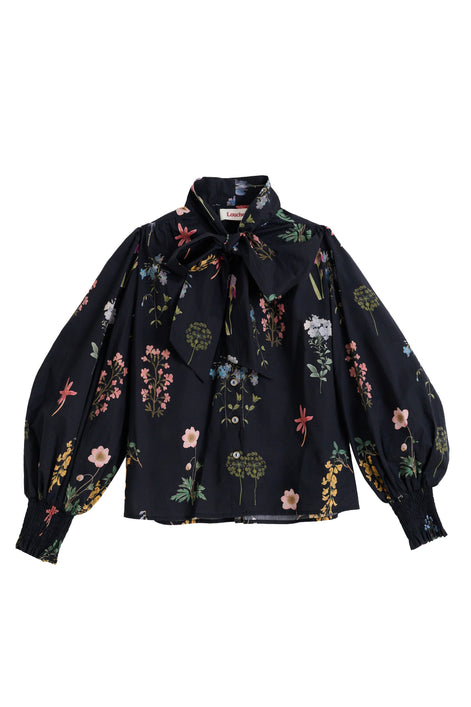 Aditi Flower Press Print Tie Neck Blouse - Multi Colour