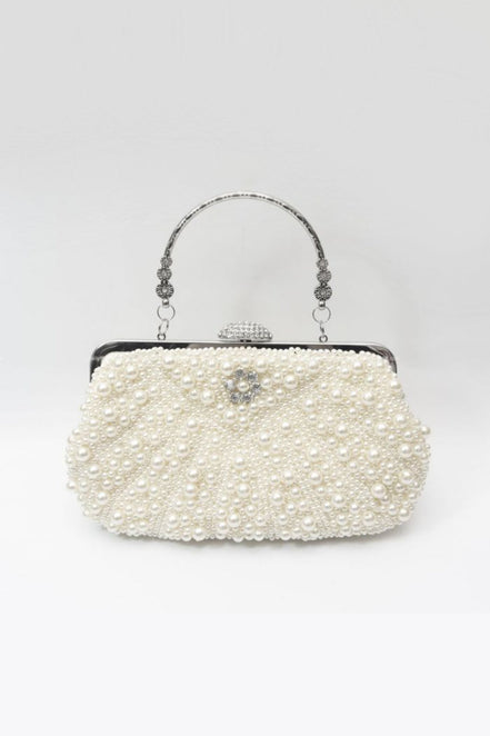 Ivory Pearl and Crystal Clutch Bag