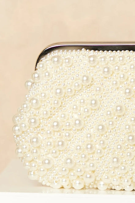 Ivory Pearl and Crystal Clutch Bag