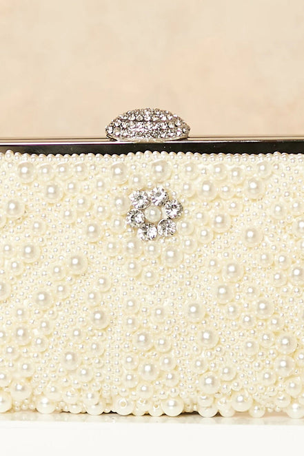 Ivory Pearl and Crystal Clutch Bag